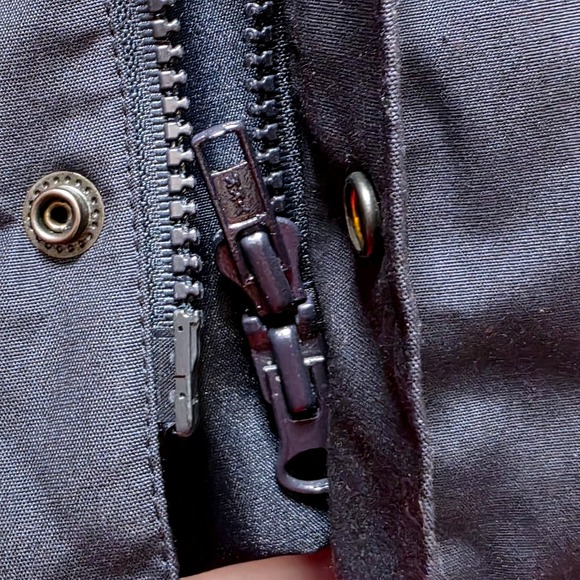 Vtg Royal Mail XL Thermal Logo Coat Navy Blue Workwear Jacket Mens ZipOff Sleeve - Picture 5 of 11